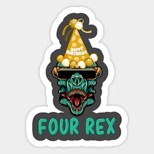 Kids Kids Four Rex 4th Birthday Fourth Dinosaur 4 Year Old Sticker